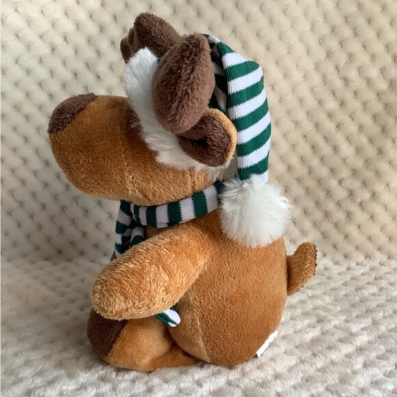 Best Made Toys Brown Stuffed Reindeer with Green Striped Hat and Scarf Plush - Picture 4 of 7